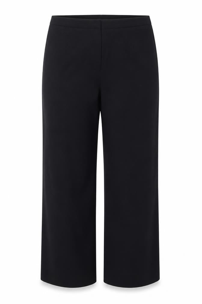 CC Women Black Wool Blend Stretch Straight Leg Trousers Size 16