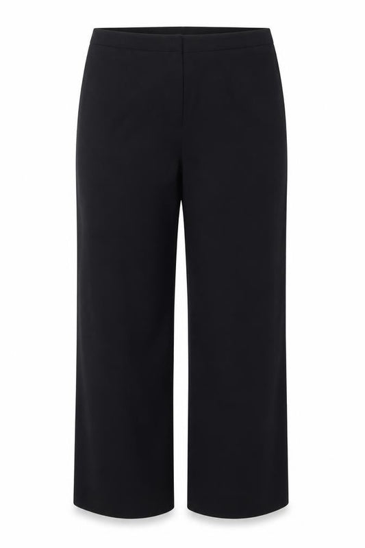 CC Women Black Wool Blend Stretch Straight Leg Trousers Size 16