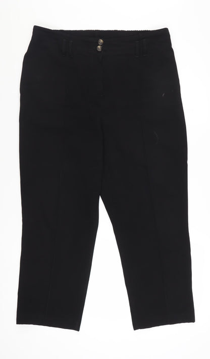 Dorothy Perkins Womens Black Cropped Trousers Size 14 Regular Fit