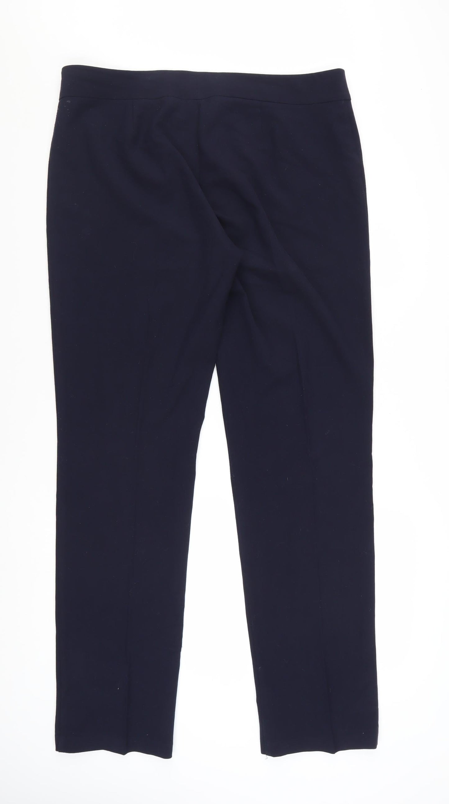 Marks and Spencer Womens Navy Stretch Trousers Size 16 Long