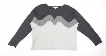 Bianco & Blu Womens Grey XL Merino Wool Blend Pullover Jumper