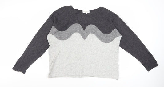 Bianco & Blu Womens Grey XL Merino Wool Blend Pullover Jumper