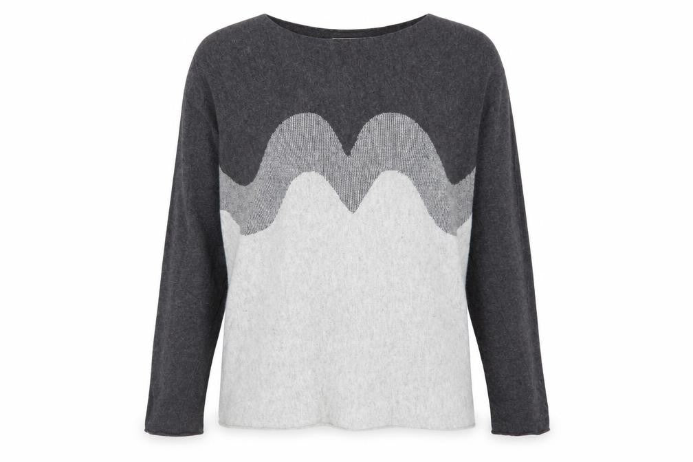 Bianco & Blu Womens Grey XL Merino Wool Blend Pullover Jumper