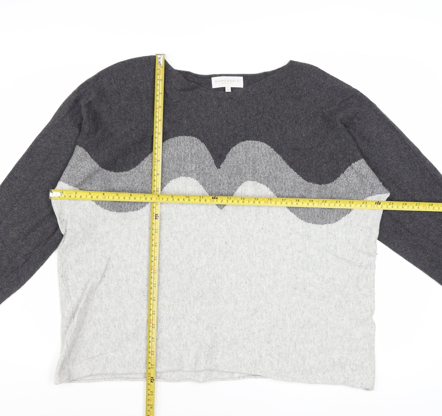 Bianco & Blu Womens Grey XL Merino Wool Blend Pullover Jumper