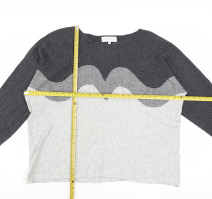 Bianco & Blu Womens Grey XL Merino Wool Blend Pullover Jumper