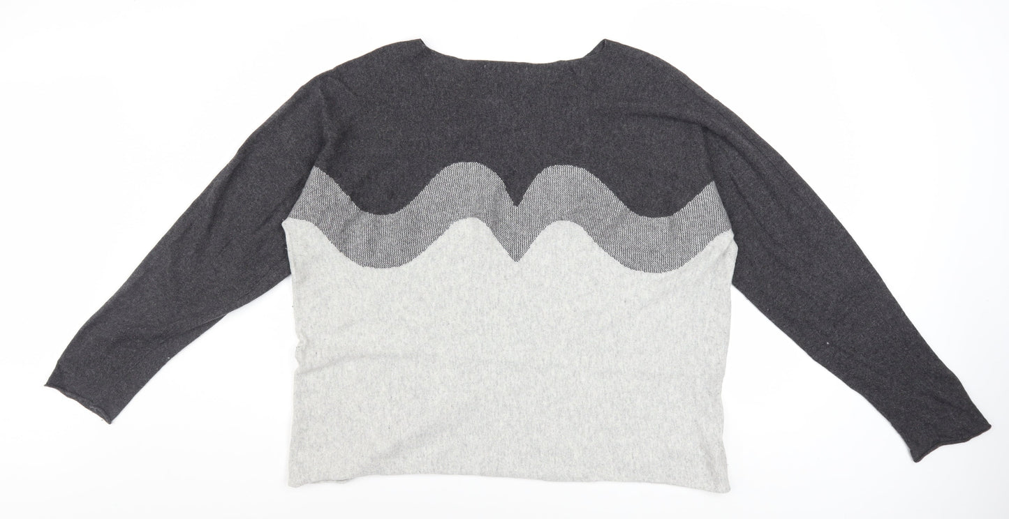 Bianco & Blu Womens Grey XL Merino Wool Blend Pullover Jumper
