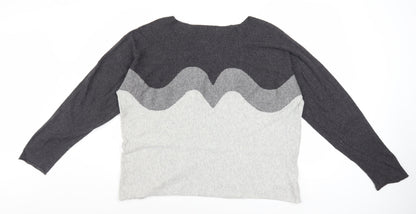 Bianco & Blu Womens Grey XL Merino Wool Blend Pullover Jumper