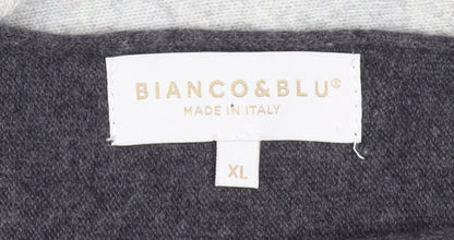 Bianco & Blu Womens Grey XL Merino Wool Blend Pullover Jumper