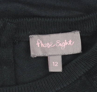 Phase Eight Women Green Crew Neck Long Sleeve Pullover Jumper Size 12