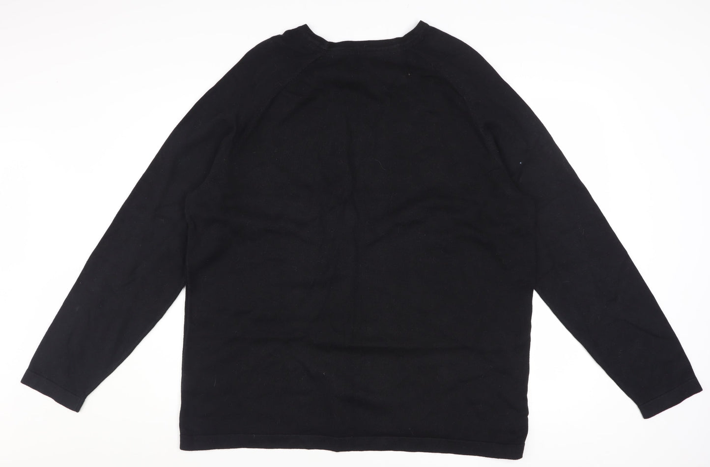 Red Herring Men's Black Cotton Crew Neck Pullover Jumper XL