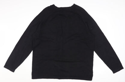 Red Herring Men's Black Cotton Crew Neck Pullover Jumper XL