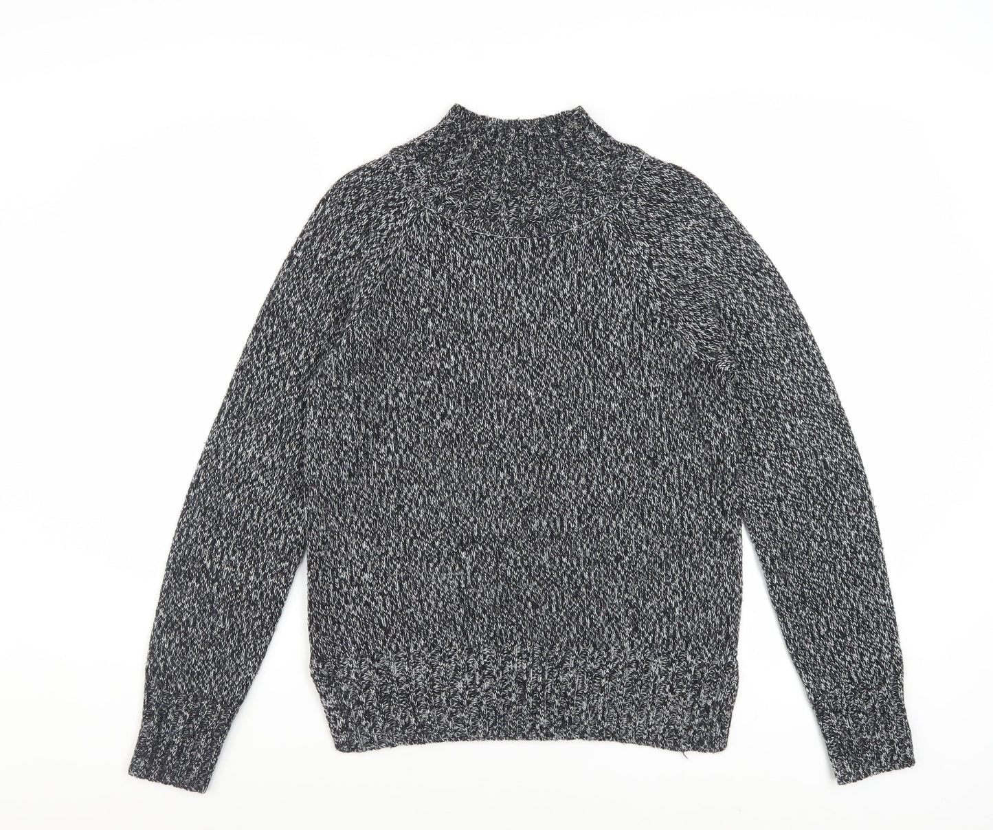 Next Women Grey Chunky Knit Mock Neck Jumper XS