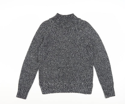 Next Women Grey Chunky Knit Mock Neck Jumper XS