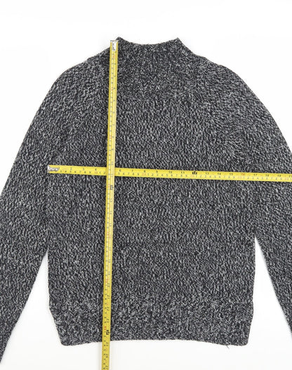 Next Women Grey Chunky Knit Mock Neck Jumper XS