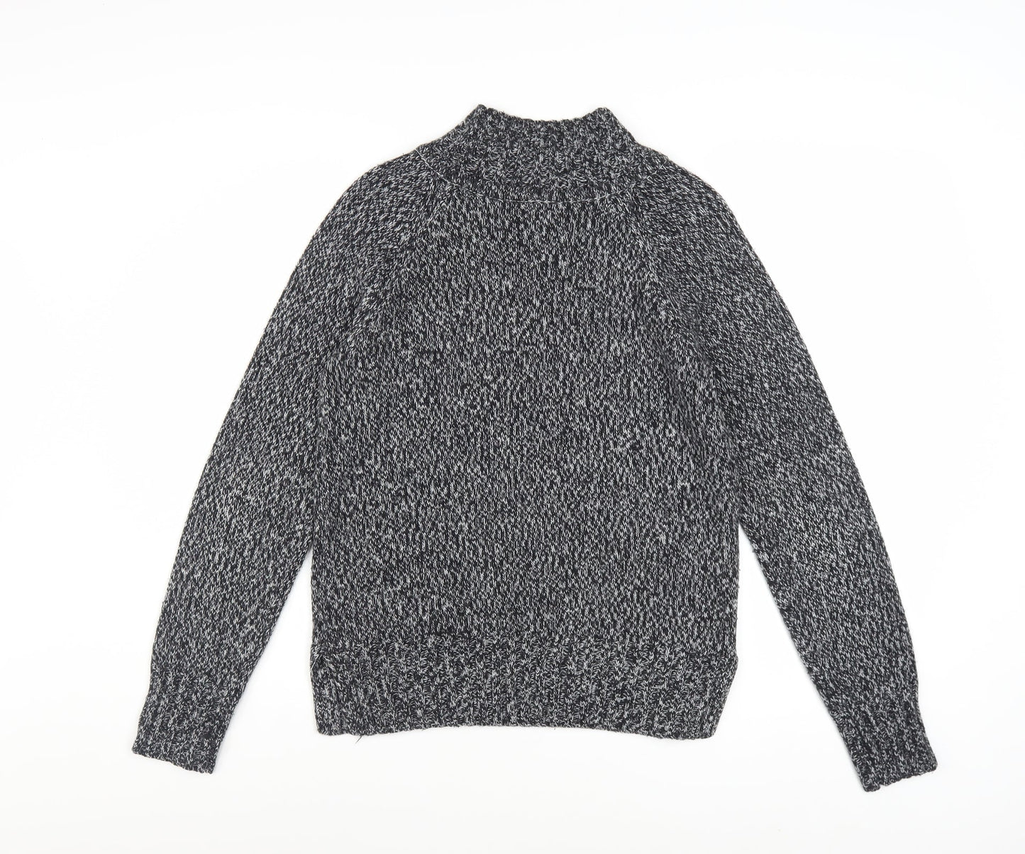 Next Women Grey Chunky Knit Mock Neck Jumper XS