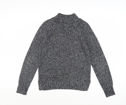 Next Women Grey Chunky Knit Mock Neck Jumper XS