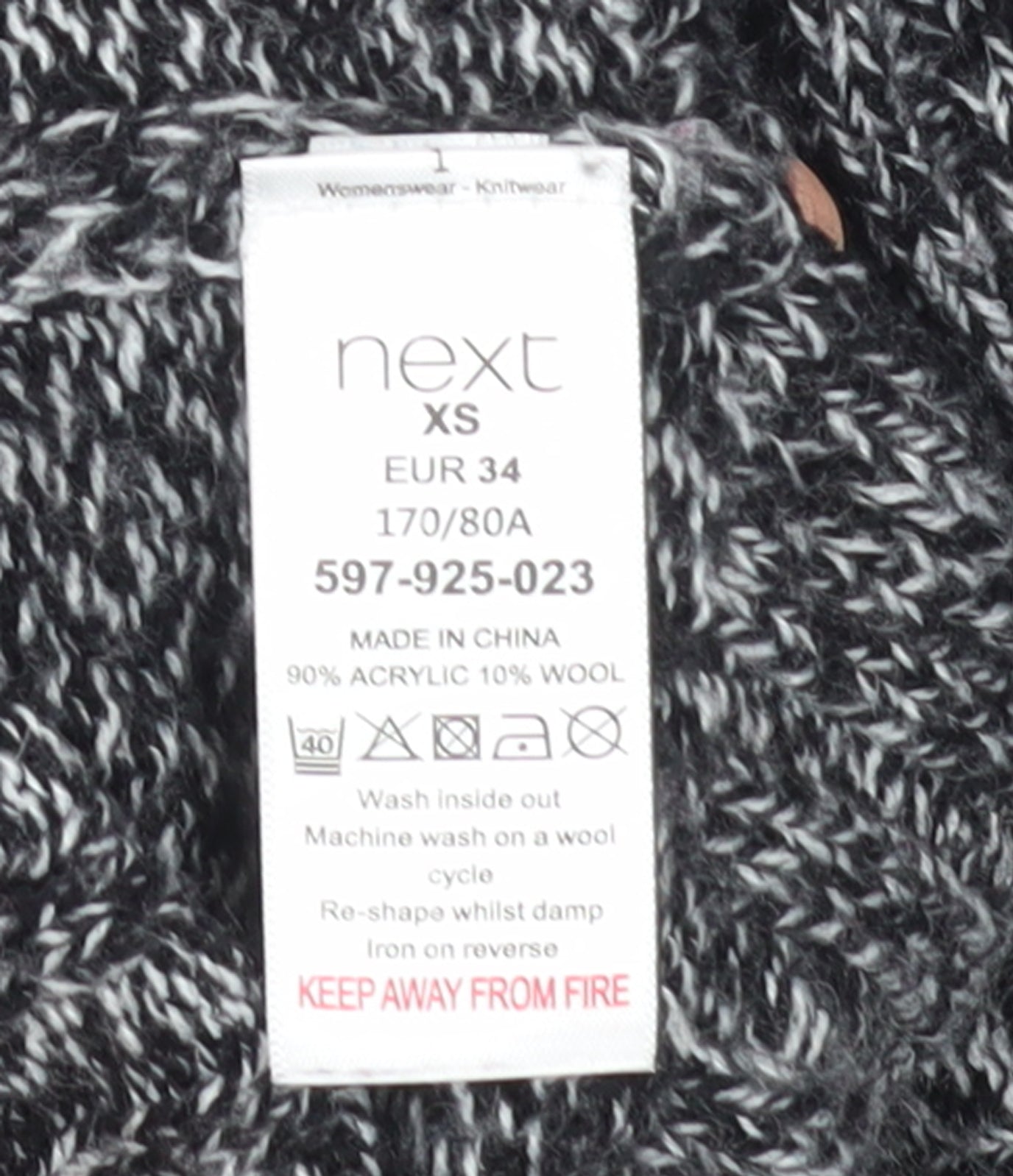 Next Women Grey Chunky Knit Mock Neck Jumper XS