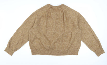 H&M Women Beige 3XL Pullover Knit Jumper Crew Neck Relaxed Fit