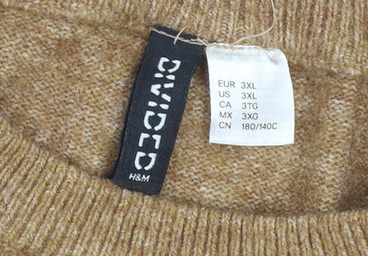 H&M Women Beige 3XL Pullover Knit Jumper Crew Neck Relaxed Fit