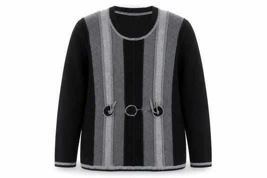 Roman Originals Women’s Grey Striped Cardigan 2XL Knit Jumper