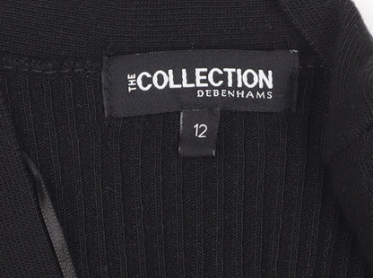 Debenhams Women’s Black Size 12 Knit Long Sleeve Open Cardigan