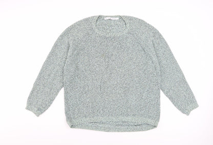 & Other Stories Women Green Cotton Chunky Knit Pullover Jumper L UK 14