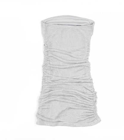 Motel Women's Silver Strapless Bodycon Mini Dress XS