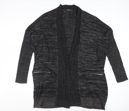 Marks and Spencer Women’s Black Metallic Knit Longline Cardigan Size 22