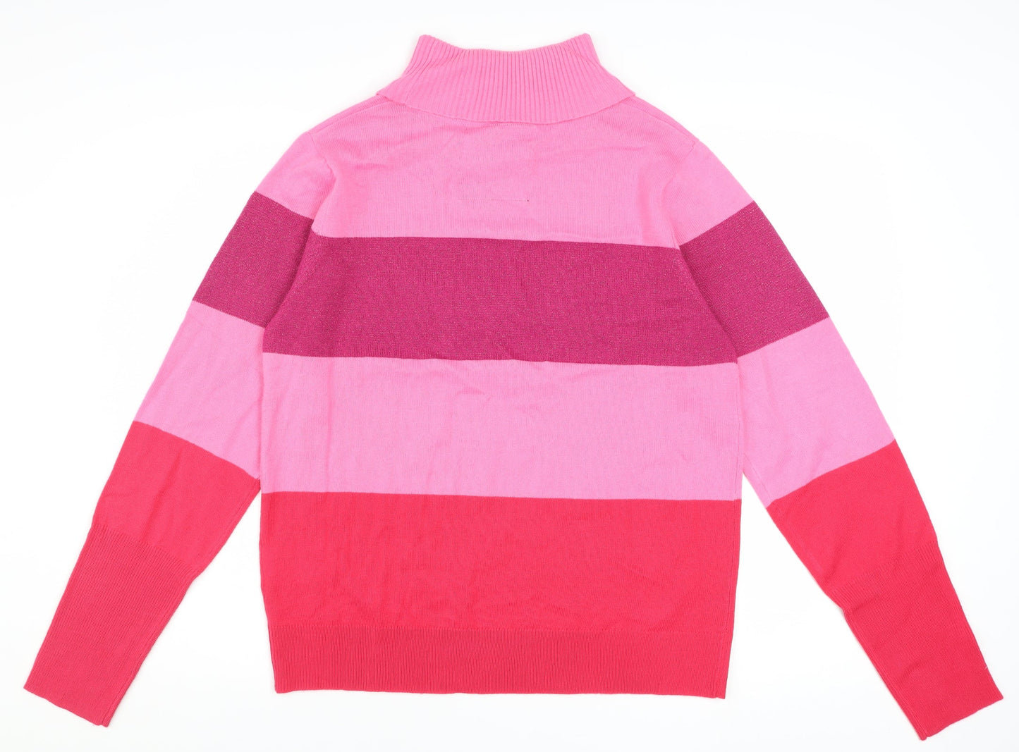 Threadbare Women Pink Striped Roll Neck Pullover Jumper Size 14