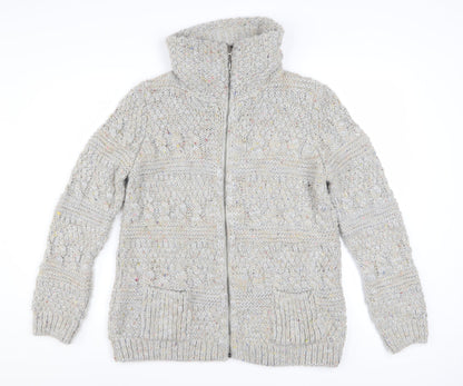 Marks and Spencer Women's Grey Cable-Knit Full Zip Jumper UK 14