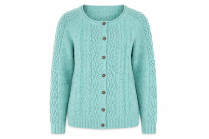 Weird Fish Women Green Size 10 Cable-Knit Button Cardigan