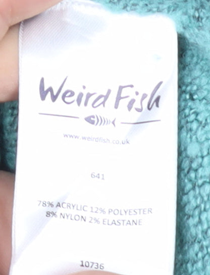 Weird Fish Women Green Size 10 Cable-Knit Button Cardigan