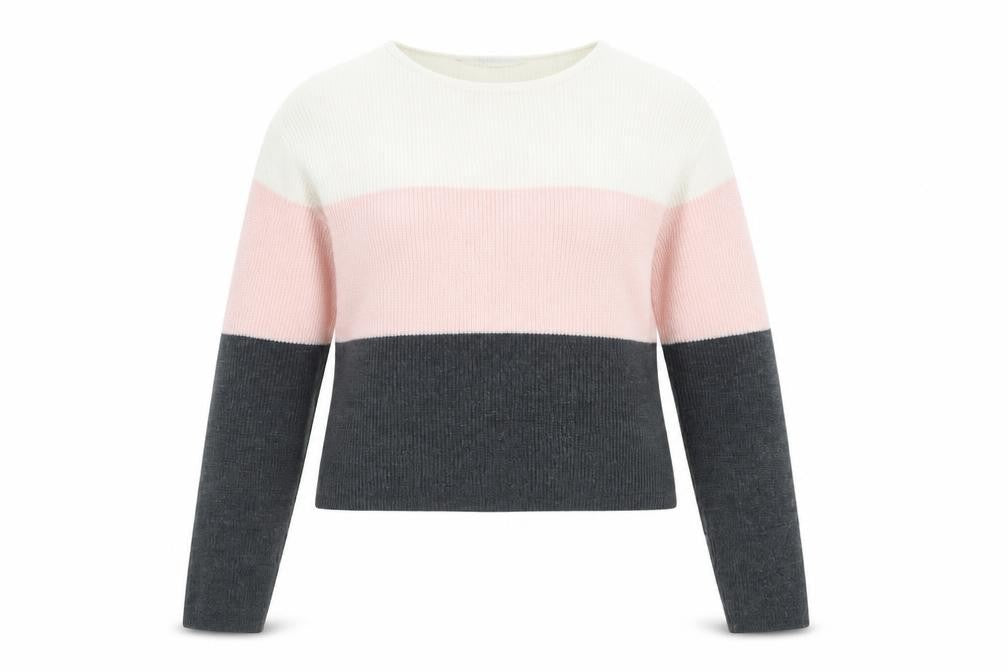 Front view of H&M Teens Multicoloured Striped Crew Neck Knit Jumper, size 12