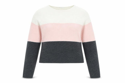Front view of H&M Teens Multicoloured Striped Crew Neck Knit Jumper, size 12