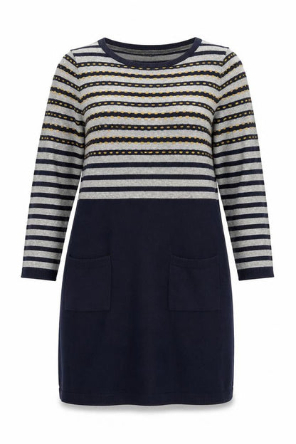 White Stuff Women’s Blue Striped Knit Shift Dress Size 12