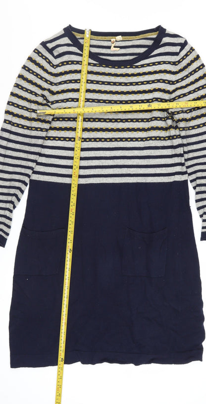 White Stuff Women’s Blue Striped Knit Shift Dress Size 12