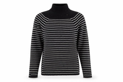 Marks & Spencer Women’s Black Striped Roll Neck Jumper Size 14