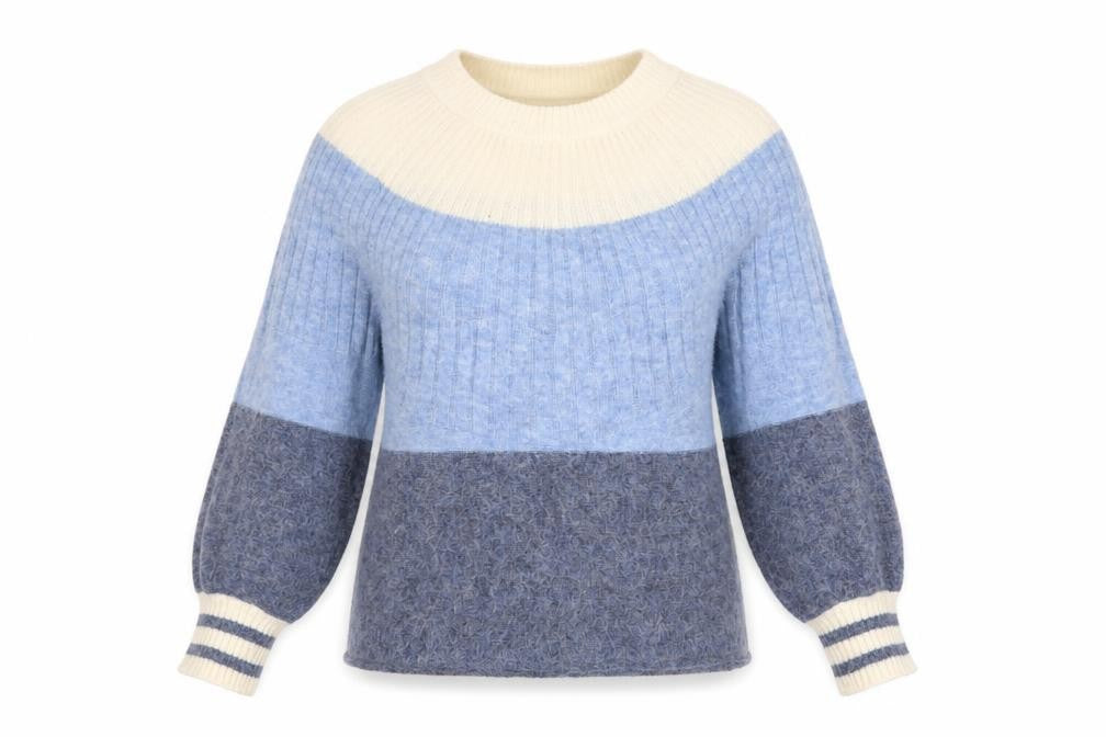 White Stuff Women Blue Crew Neck Chunky Knit Pullover Jumper Size 12