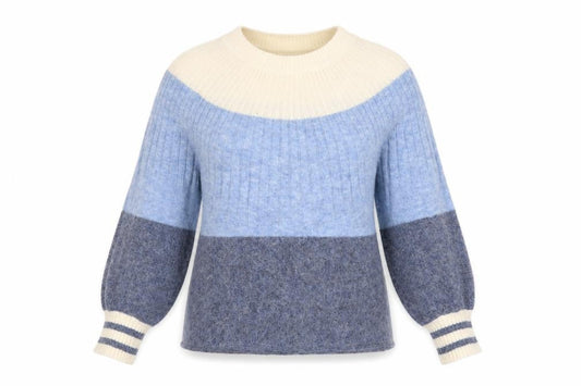 White Stuff Women Blue Crew Neck Chunky Knit Pullover Jumper Size 12