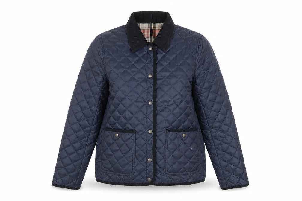 Topshop Women Blue Quilted Mid-Length Jacket Size 12