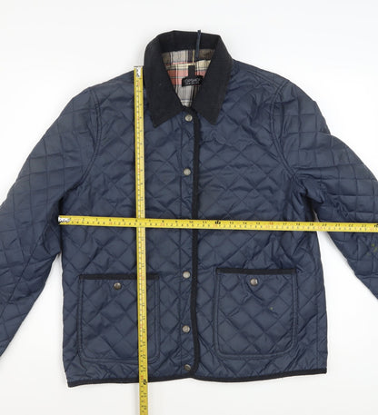 Topshop Women Blue Quilted Mid-Length Jacket Size 12