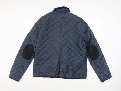 Topshop Women Blue Quilted Mid-Length Jacket Size 12