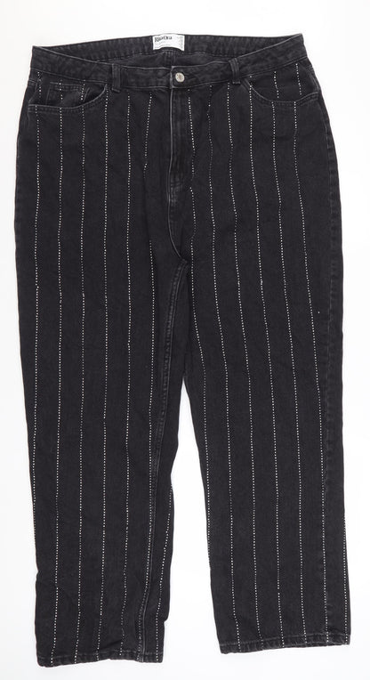 Rita Ora x Primark Women’s Black Studded Straight Jeans Size 20