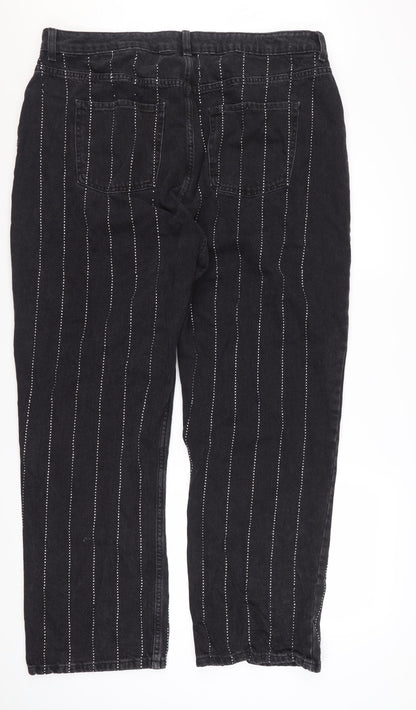 Rita Ora x Primark Women’s Black Studded Straight Jeans Size 20