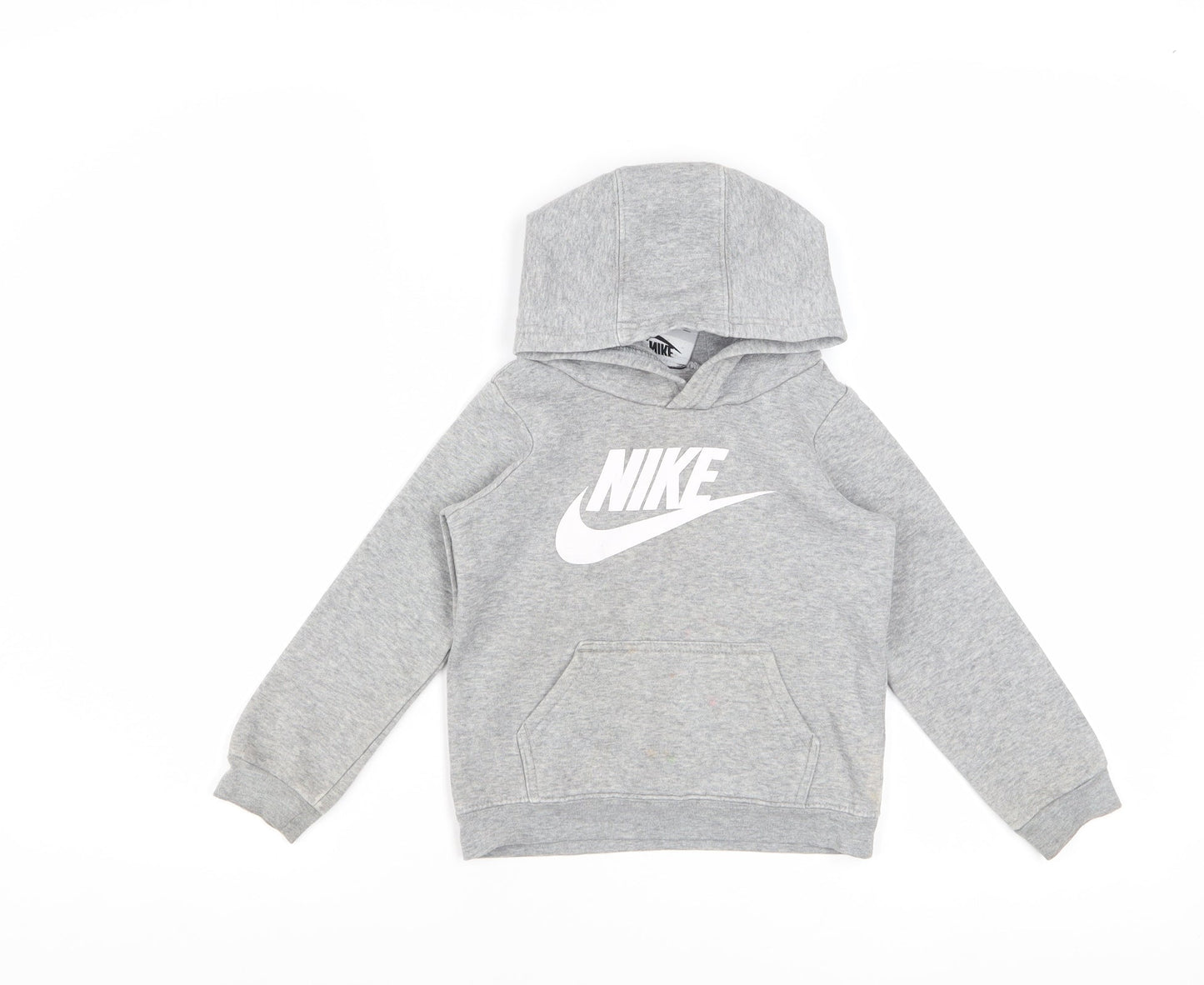 Nike Boys Grey Pullover Hoodie 2-3 Years Cotton Blend Graphic Logo