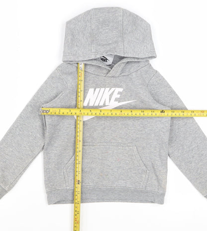 Nike Boys Grey Pullover Hoodie 2-3 Years Cotton Blend Graphic Logo