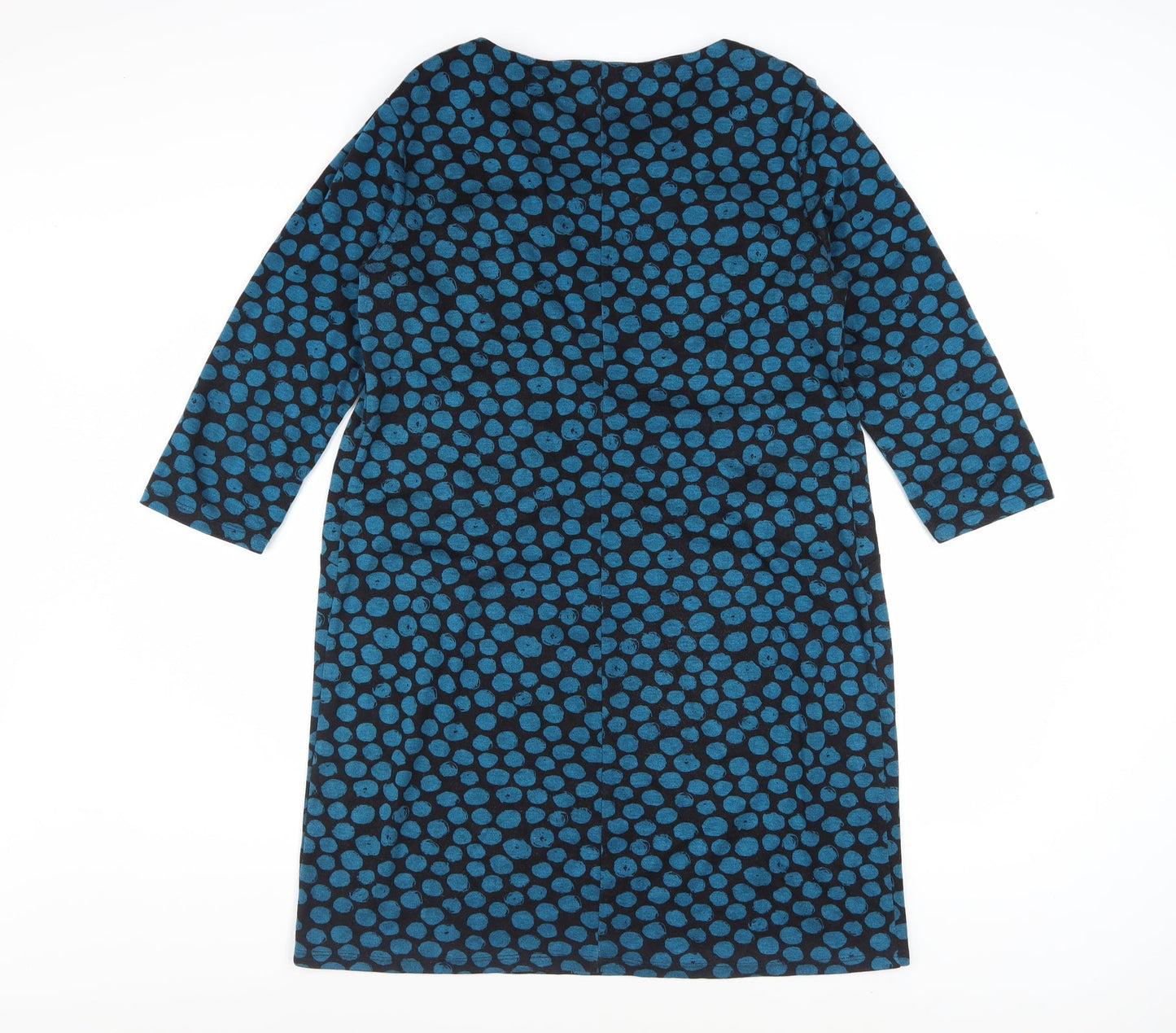 Roman Women's Blue Polka Dot Shift Dress Size 14 3/4 Sleeve Knit
