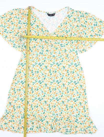 F&F Women’s Multicoloured Floral A-Line Knee Length Viscose Dress UK 12