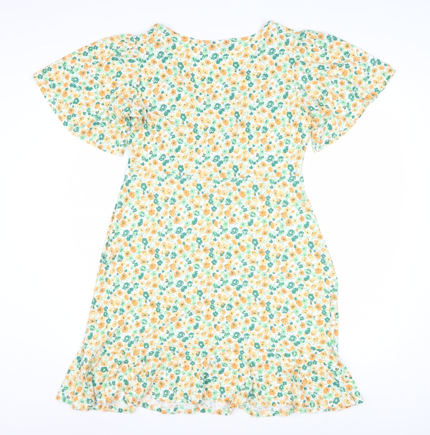 F&F Women’s Multicoloured Floral A-Line Knee Length Viscose Dress UK 12