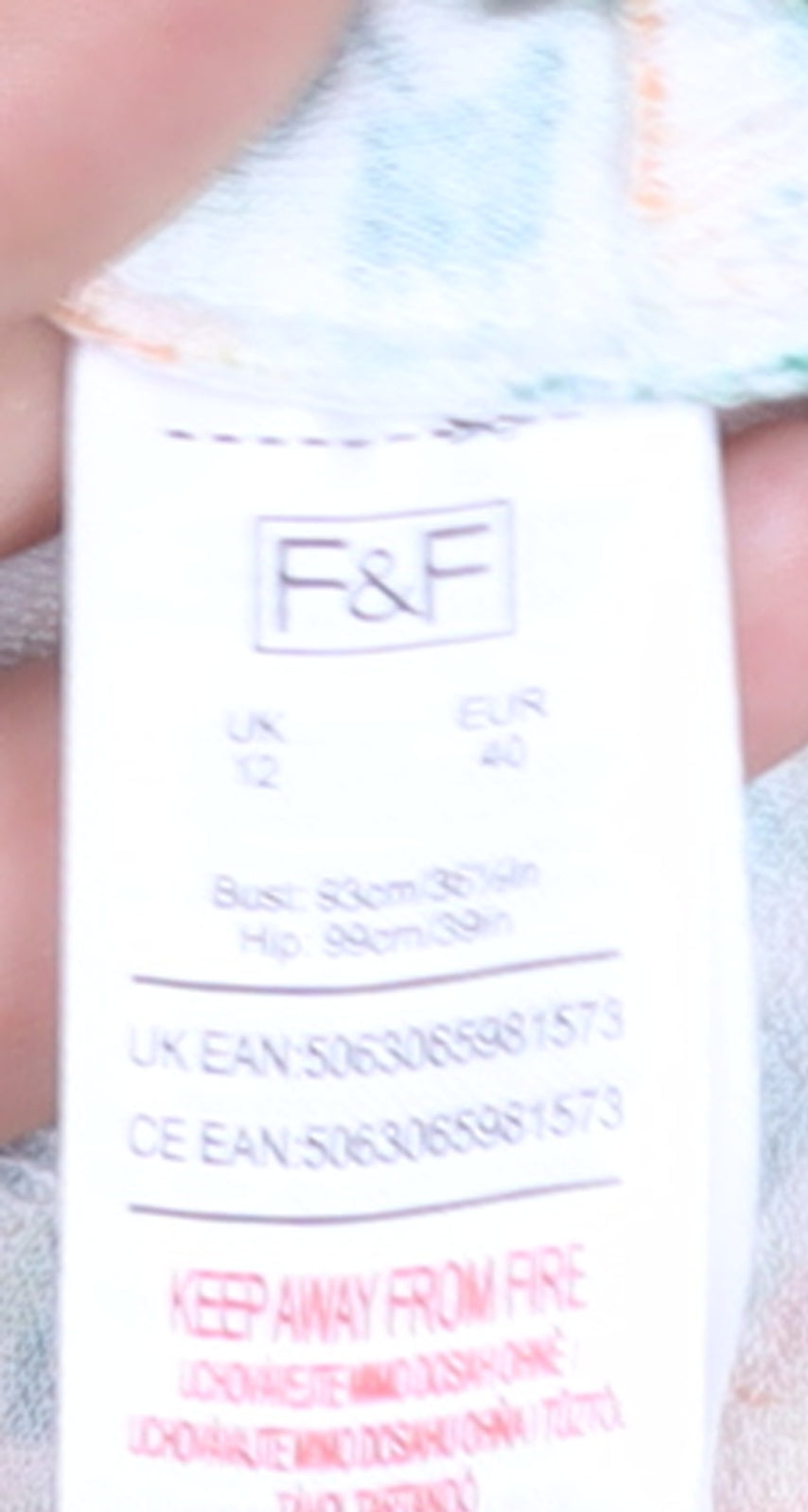 F&F Women’s Multicoloured Floral A-Line Knee Length Viscose Dress UK 12